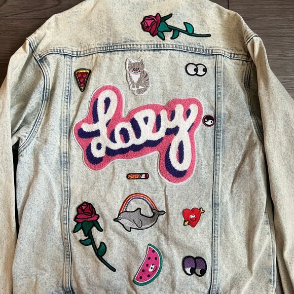 Lazy Oaf My Collection Oversized Denim Jacket Embroidered Kitsch Beaded OS - Picture 6 of 6